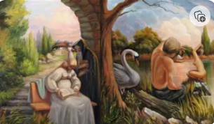 its really hard to explain... its an optical illusion, so you could see two different things....